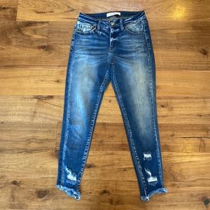 KanCan jeans. Size 26.  Skinny jeans.  Frayed hem distressed jeans.